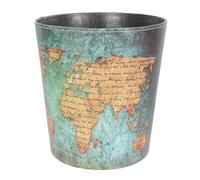 HOMOCONO Contenedor de Residuos Vintage para Habitación Juvenil, Cubo de Basura sin Tapa Diseño de Mapa, Papelera Decorativa Adecuado para Oficina y Sala