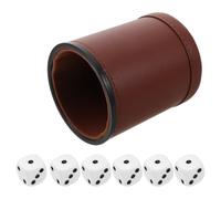 HOMOCONO Cubilete de Dados PU Marrón para Juegos de Mesa con 6 Dados | Diseño Recto, Agarre Cómodo y Uso Silencioso, Portátil y Fácil de Limpiar para Partidas en Bar
