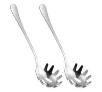 HOMOCONO Cucharas Coladoras de Pasta de Acero Inoxidable, Set de 2 Utensilios Dientes para Servir Espaguetis en Restaurantes y Uso Doméstico