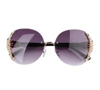 HOMOCONO Doradas Gafas de Sol sin Montura, para Mujer, de Moda | Diseño Cristales, Estructura Ligera de Pc, para Fiesta y Playa, Estilo Creativo y Decorativo
