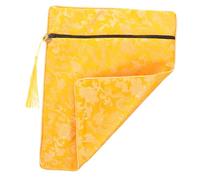 HOMOCONO Funda De Seda Bordada Para Escritura Budista 20x25 Cm Bolsa Organizadora Amarilla Contenedor Para Libros Portátil y Almacenamiento Versátil Para Textos y Documentos Religiosos