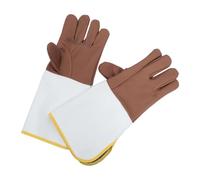 HOMOCONO Guantes de Protección Antideslizantes y Resistentes al Calor para Cocina y Chimenea, de Piel de Vaca y Lona, Diseño de Cinco Dedos para Hombres y Mujeres Color Aleatorio