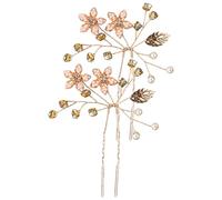 HOMOCONO Horquillas Pelo Boda Doradas Diseño de Flores y Hojas, Pinzas de Metal Resistentes Que No Se Caen Fácilmente, Pack de 2 para Mujeres y Niñas