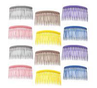HOMOCONO Juego de 12 Peines Laterales Portátiles para Cabello Femenino, Peinetas de Resina Mate de 8cm 16 Dientes, Diseño Elegante para Tocados y Accesorios de Peluquería Color Aleatorio