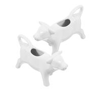 HOMOCONO Juego de 2 Jarras de Leche de Cerámica de Color Claro en Forma de Vaca 40ml, Taza para Espumar Crema y Servir Salsa, Contenedor Portátil para Café y Cocina, Uso en Restaurante