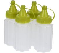 HOMOCONO Juego de 4 Botellas Exprimibles de Condimentos para Cocina en Pp, Fácil de Transportar y Almacenar, Adecuado para Uso Doméstico y Barbacoas al Aire Libre