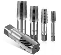 HOMOCONO Juego de 5 Machos Roscados Npt de Acero al Carbono para Fontanería en Tuberías 1/8 a 3/4 Estuche Portátil para Uso Profesional y Doméstico