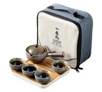 HOMOCONO Juego de Té y Bolsa de Almacenamiento de Kung Fu Portátil de Cerámica Tetera Giratoria y Taza de Té Diseño Elegante para Viaje para Oficina o Obsequio