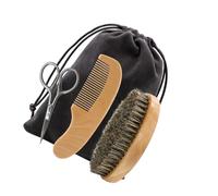 HOMOCONO Kit Cuidado de Barba para Hombre Afeitadora de Barba y Accesorios de Madera en Color Negro, Tacto Cómodo y Bolsa de Tela para Almacenamiento Práctico