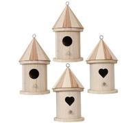 HOMOCONO Kit de 4 Casas de Pájaros de Madera para Decorar al Aire Libre Diseño Estable y Apariencia Delicada para Fomentar la Cría Natural