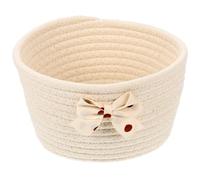 HOMOCONO Mini Cesta Tejida Lazo Rosa de Algodón para Escritorio | Organizador Decorativo, Textura Especial Forrada, Acceso Fácil, Uso en Entrada u Oficina, Snacks y Material
