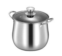 HOMOCONO Olla de Acero Inoxidable Tapa y Doble Asa para Cocinar Sopas y Guisos en Cocinas de Inducción y Gas, Resistente a Altas Temperaturas para Uso Doméstico