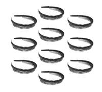 HOMOCONO Pack de 10 Diademas Negras Dientes de Plástico Antideslizantes, Ligeras y Cómodas para Niñas, para Maratones y Escalada