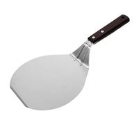 HOMOCONO Pala de Pizza con Mango Ergonómico de Madera de Acero Inoxidable Diseño Redondo Portátil, Herramienta Multifunción para Cocina Profesional y Doméstica