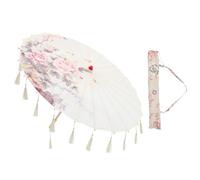 HOMOCONO Paraguas Decorativo de Tela de Seda Estilo Chino Clásico Borlas para Danza y Fotografía, Material Poliéster y Madera, Adecuado para Espectáculos y Sesiones Fotográficas