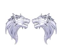 HOMOCONO Pegatina de Metal para Coche Diseño de Cabeza de Animal 3D, Par de 2 Piezas, Acabado Detallado y Duradero en Color Plata para Maletero Trasero