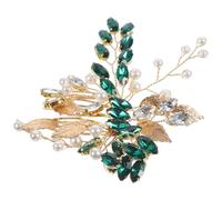HOMOCONO Peineta Lateral para Cabello Cristales Verdes y Metal, Accesorio Elegante para Novia y Damas en Bodas y Reuniones