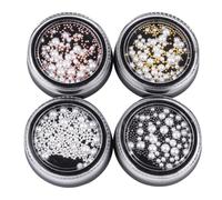 HOMOCONO Perlas de Imitación y Cuentas de Acero 4 Cajas Accesorios para Manicuras DIY Diseño Atractivo y Tamaño Adecuado para Decoración de Uñas para Nail Art