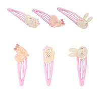 HOMOCONO Pinzas Cabello de Niña 6piezas Metálicas en Rosa Formas de Corazón, Nube y Conejo, Seguras y Cómodas para Fiestas de San Valentín