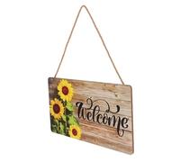HOMOCONO Placa de Bienvenida de Madera Diseño de Girasol Letrero Colgante Decoración para Puerta para Hogar y Porche Decoración de Exterior