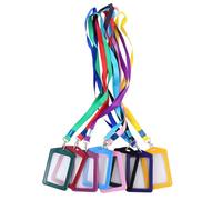 HOMOCONO Porta Credencial Transparente Multicolor Funda y Cordón de Cuero para Tarjetas Identificativas, 8 Piezas para Estudiantes y Oficina Varios estilos