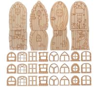 HOMOCONO Puerta de Hadas en Miniatura Doble Cara de Madera 64 Piezas para Pintar, Fácil de Manchar para Manualidades DIY Adecuado para Decoración de Jardines y Casas de Hadas
