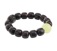 HOMOCONO Pulsera de ébano con cuentas luminosas 1.2 cm, joyería budista unisex para regalo y uso diario, pulsera ligera de madera sin rebabas