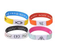 HOMOCONO Pulseras Cristianas con Versículos Bíblicos Nfc Reversibles de Tela, 4 Piezas para Oración y Escuela, Estilo Vibrante y Moderno para Hombres y Mujeres