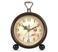 HOMOCONO Reloj Despertador Metálico Clásico Estilo Vintage de Mesa Silencioso Movimiento sin Tic Decorativo para Dormitorio o Sala