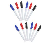 HOMOCONO Rotuladores para Pizarra de Punta Fina 0.5Mm, Set de 12 Bolígrafo Borrables en Seco a Base de Agua, Colores Azul Negro Rojo, Ideales para Reuniones y Uso Escolar