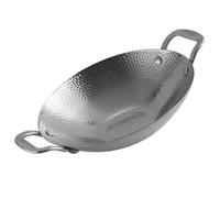 HOMOCONO Sartén Pequeña de Acero Inoxidable Asa Doble Martillada, Utensilio de Cocina para Cocinar en Casa y Exteriores, Adecuado para Cocina Gas y Barbacoa