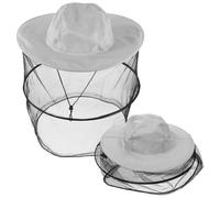 HOMOCONO Sombrero Mosquitera Plegable Protección Efectiva para Apicultores, Material de Poliéster y Algodón, Ala Ancha y Red Protectora para Pesca y Caminata, 2 Piezas