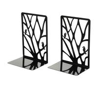 HOMOCONO Sujetalibros Organizador Decorativo en Forma de Pájaro y Rama de Hierro Hueco Par Negro Soporte Funcional para Escritorio para Oficina , Biblioteca y Hogar