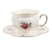 HOMOCONO Tazas de Cerámica para Café y Té Platillo, Juego Decorativo Europeo Adecuado para Reuniones Familiares y Oficina