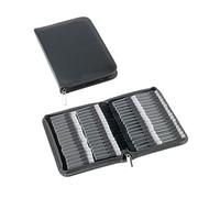 Homöopathie - Farolillo de bolsillo clásico con 64 cristales transparentes de cuero negro para Globuli