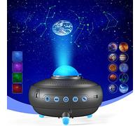 Homonic Proyector de luz Nocturna Galaxy con 12 Constelaciones y 10 Planetas con Altavoz de música Bluetooth y proyector de Estrellas de Voz para niños Gris Oscuro