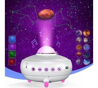 Homonic Proyector de luz Nocturna Galaxy con 12 Constelaciones y 10 Planetas con Altavoz de música Bluetooth y proyector de Estrellas de Voz para niños Blanco