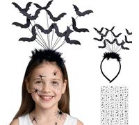 Homorro 2 Piezas Halloween Decoracion Mujer Niños Murcielagos Diadema Tatuajes Temporales Araña Complementos Regalos Hallowen Decoraciones Accesorios Haloween Terror Fiesta Adornos Helloween