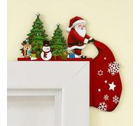 Homorro Adorno Puerta Navidad Decoracion Hogar Adornos Navideños Decoración para la Casa Pared Oficina Ventanas Entrada Reno Papa Noel Christmas Decorations Natal Decoração Santa Claus Cosas Madera