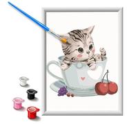 Homorro Pintar por Numeros con Marco Manualidades Niños 5 6 7 8 9 10 11 Años Gatito DIY Kit Cuadros Pintura Paint by Numbers Painting Números Regalos Regalo Cumpleaños Infantil Pasatiempos