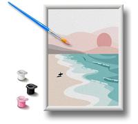 Homorro Pintar por Numeros con Marco Manualidades Niños 5 6 7 8 9 10 11 Años Paseo Marítimo DIY Kit Cuadros Pintura Paint by Numbers Painting Números Regalos Regalo Cumpleaños Infantil Pasatiempos