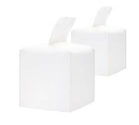 HOMOTEK 2 fundas para cajas de pañuelos cuadradas, de piel sintética, organizador de papel decorativo para baño, encimera de tocador, mesita de noche, escritorio, coche, 5 x 5 pulgadas, color blanco