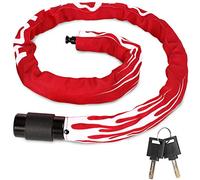 Homoto Candado Bicicleta con Tapa Impermeable, Candado Antirrobo Cadena 6mm Rotación 360 Grados, Candado de Cadena Para Cochecito de Motocicleta,Universal, 2 Llave(Rojo)