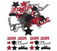 Homoyoyo 1 Bolsa de Confeti Creativo para Graduación 2024 Confeti para Mesa y Fiesta de Graduación Colores Rojo y Negro Diseño de Estrellas Birretes y Diplomas Decoración Festiva para