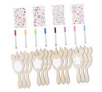 Homoyoyo 1 Juego Espejo de Mano Diy Unicornio con Creativo Kit de Pintura Madera sin Acabado Incluye Gemas de Color y Marcadores para Manualidades y Decoración Personalizada