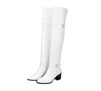 Homoyoyo 1 Par botas más cálido para largo caer bien portado alto impermeable hermético mujer tacones Material superior: pu blanco