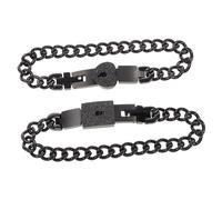 Homoyoyo 1 Par brazalete de parejas couple bracelet regalitos cumpleaños pulsera de cadena de mano pulseras de relación pulsera de parejas a juego joyas de Acero inoxidable Black