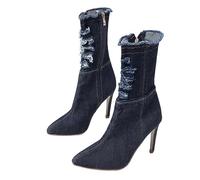 Homoyoyo 1 Par de Tacón Fino de Denim para Mujer Calzado Elegante y Cómodo para Invierno para Jeans y Faldas Color Azul