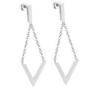 Homoyoyo 1 Par pendientes de borla cuelga pendientes colgante de oreja pendientes de la joyería aretes colgantes geométricos Pendientes de mujeres Accesorio de oído Acero inoxidable Silver