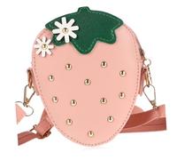 Homoyoyo 1 Pieza Bolso Bandolera Fresa Bolsa pequeña pequeño Chicas Bolsa con Forma de Fruta Bolsas de Bolso de Hombro de Las Mujeres Crochet Creativo Lindo Monedero de Monedas PU Rosa
